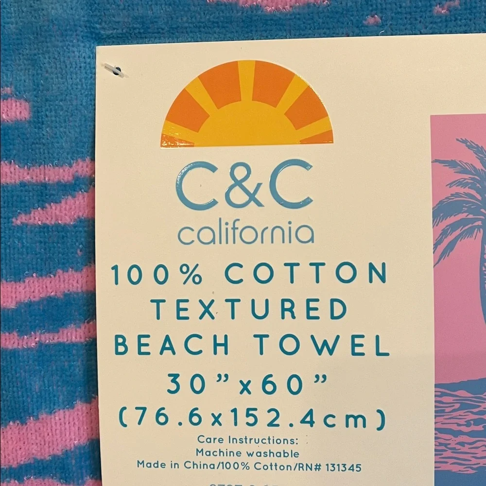C&C California Blue and Pink Textured Cotton Beach Towel